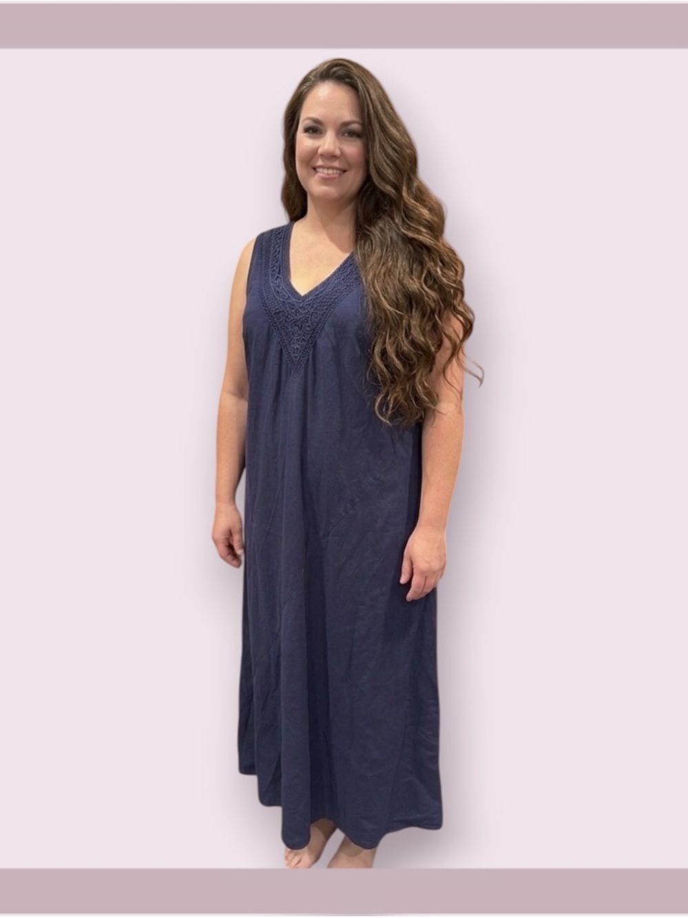 Ann Harvey Navy Blue Linen Maxi Dress